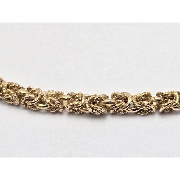 Fancy 18K Karat Solid Yellow Gold Designer Byzantine Link Chain Bracelet 7.25" L - Picture 15 of 16